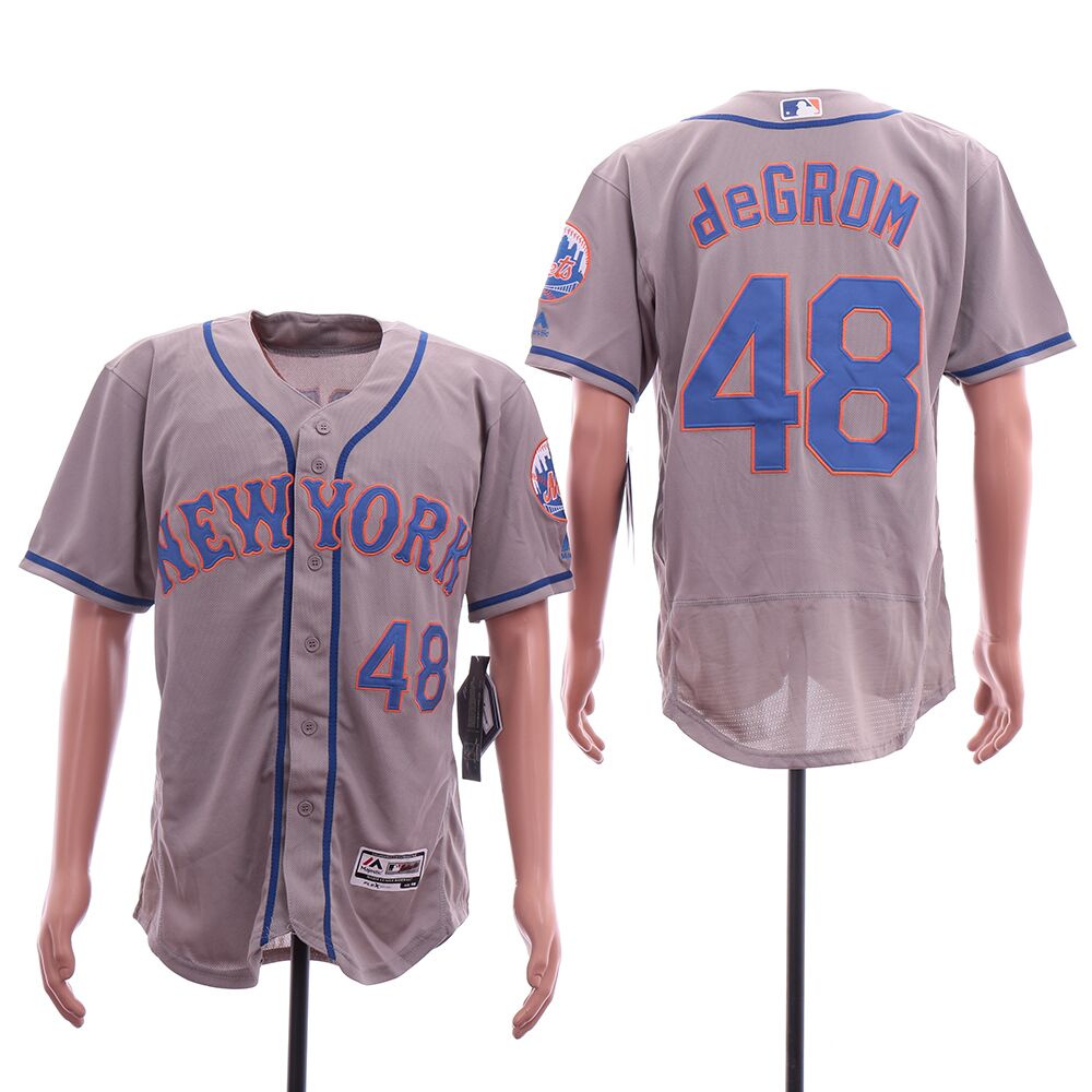Men New York Mets #48 Degrom Grey MLB Jerseys